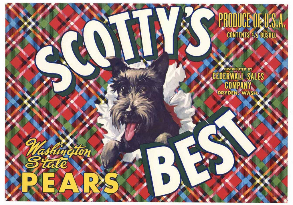Scotty's Best Brand Vintage Dryden Washington Pear Crate Label