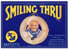 Smiling Thru Brand Vintage Sacramento Pear Crate Label