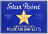 Star Point Brand Vintage Lake County California Pear Crate Label, newer