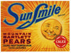 Sunsmile Brand Vintage Colfax California Pear Crate Label, calex