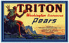 Triton Brand Vintage Washington Pear Crate Label