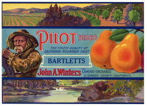 Pilot Brand Vintage El Dorado County California Pear Crate Label