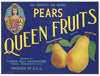 Queen Fruits Brand Vintage Yakima Washington Pear Crate Label