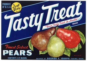 Tasty Treat Brand Vintage Yakima Washington Pear Crate Label