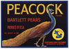 Peacock Brand Vintage Sacramento Pear Crate Label, 46 lbs
