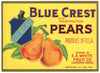 Blue Crest Brand Vintage Lewiston Idaho Pear Crate Label