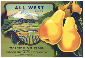 All West Brand Vintage Selah Washington Pear Crate Label