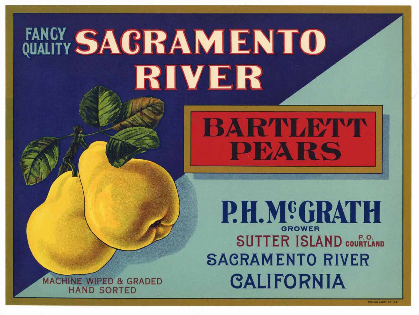 Sacramento River Brand Vintage Pear Crate Label