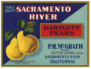 Sacramento River Brand Vintage Pear Crate Label
