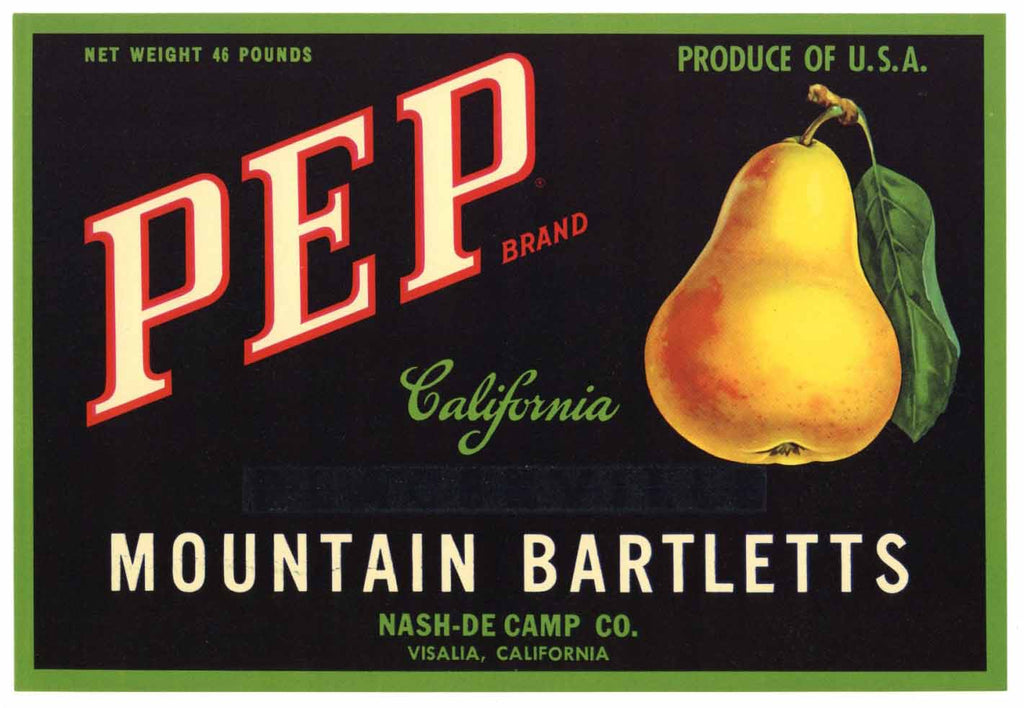 Pep Brand Vintage Pear Crate Label