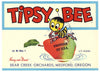 Tipsy Bee Brand Vintage Medford Oregon Pear Crate Label