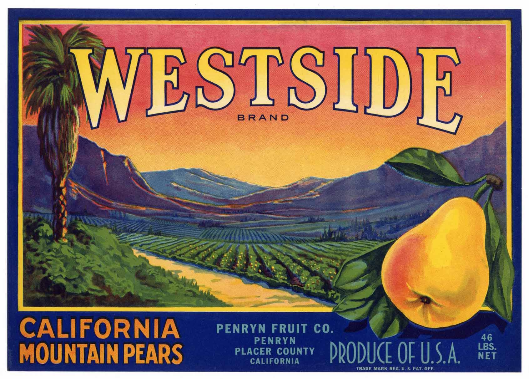 Westside Brand Vintage Placer County Pear Crate Label – thelabelman