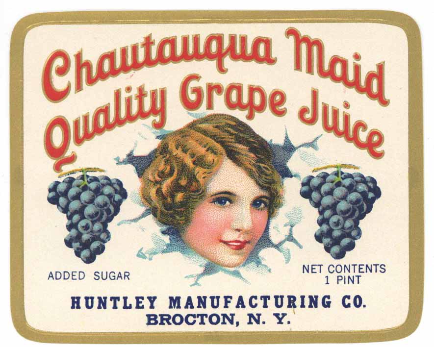 Chautauqua Maid Brand Vintage Grape Juice Bottle Label