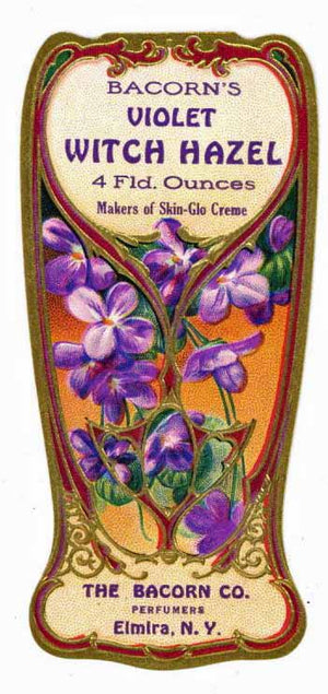 Bacorn's Violet Brand Vintage New York Witch Hazel Bottle Label