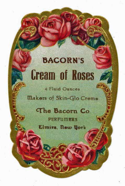 Bacorn's Cream Of Roses Brand Vintage New York Perfume Bottle Label