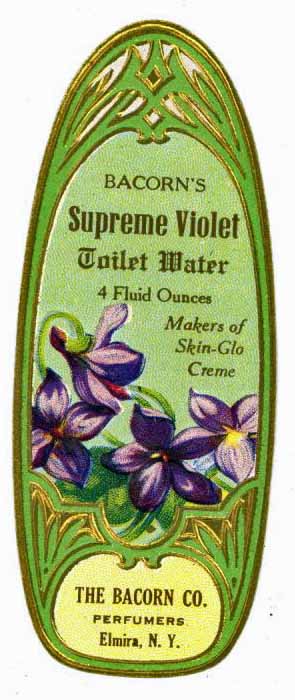 Bacorn's Supreme Violet Brand Vintage New York Toilet Water Bottle Label