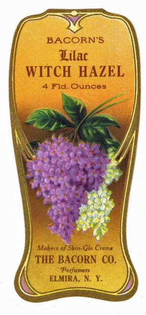 Bacorn's Lilac Brand Vintage New York Witch Hazel Bottle Label