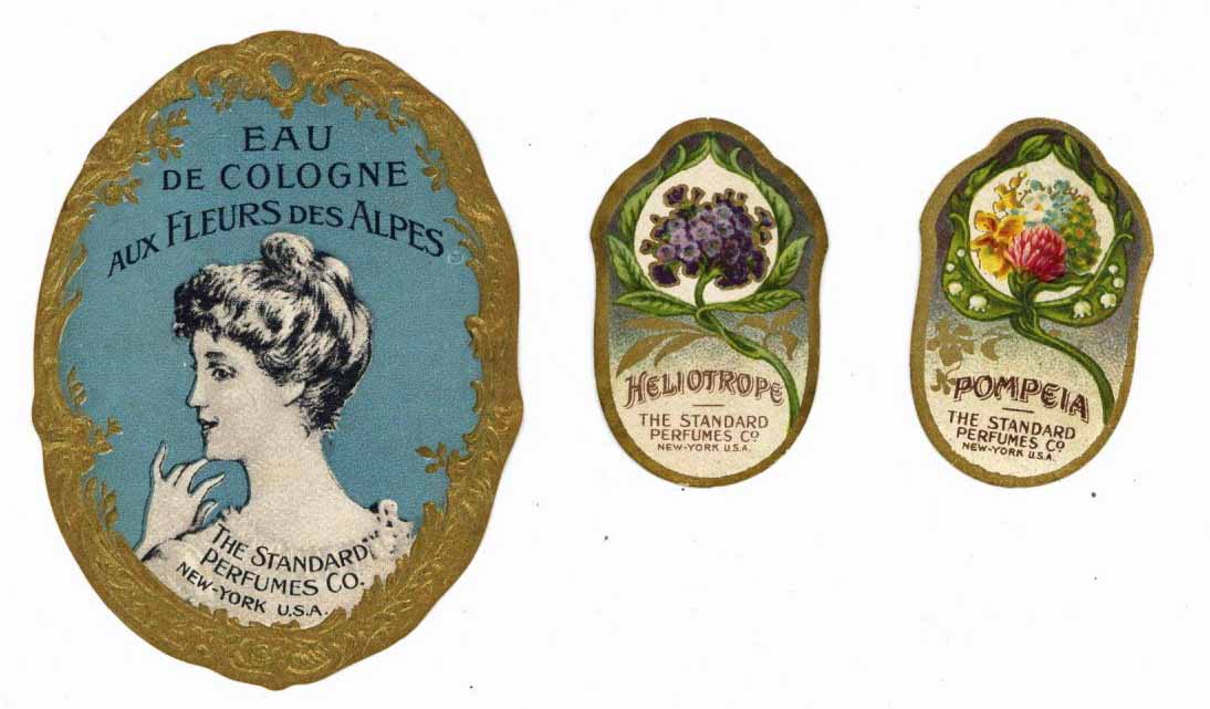 The Standard Perfumes Co. Vintage Perfume Bottle Label Set Of Three