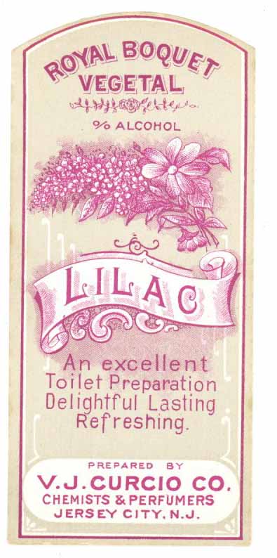 Lilac Brand Vintage New Jersey Toilet Water Bottle Label