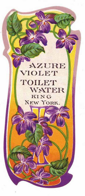 Azure Violet Brand Vintage New York Toilet Water Bottle Label