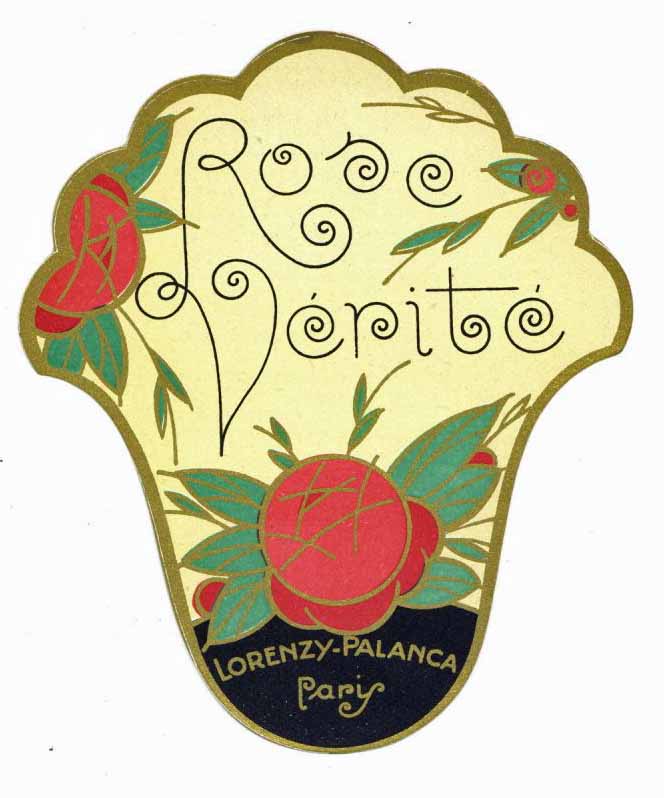 Rose Verite Brand Vintage Paris France Perfume Bottle Label