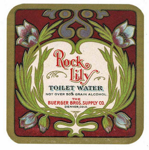 Rock Lily Brand Vintage Denver Colorado Toilet Water Bottle Label