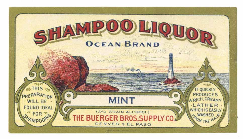 Ocean Brand Vintage Denver Colorado Shampoo Liquor Bottle Label