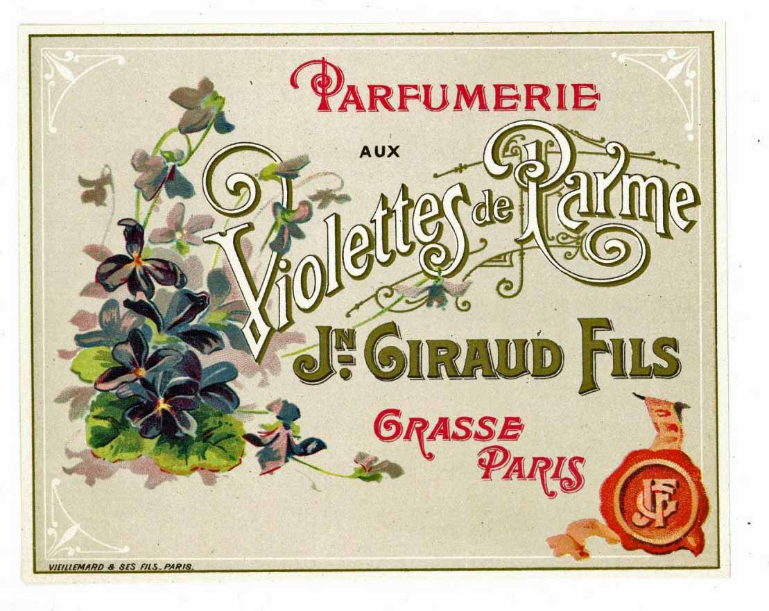 Violettes de Parme Brand Vintage French Perfume Label
