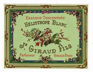 Heliotrope Blanc Brand Vintage French Perfume Label