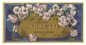 Savon A La Violette Brand Vintage French Soap Box Label, roses