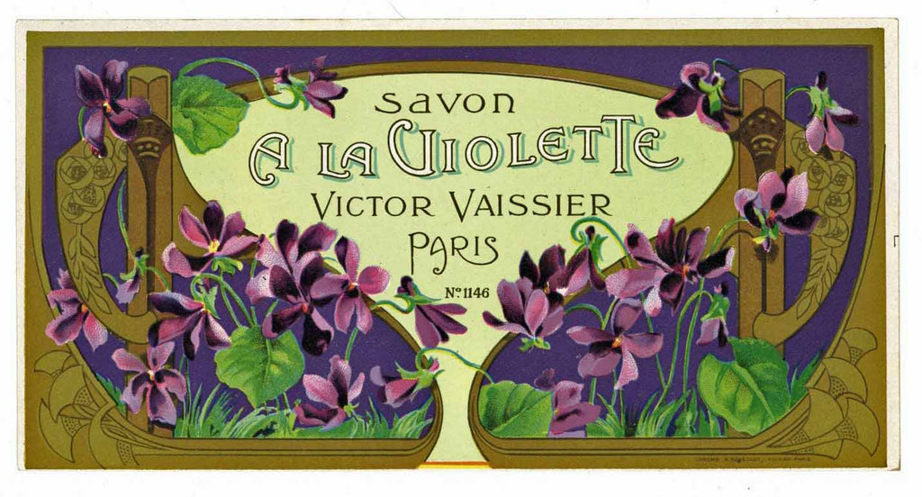 Savon A La Violette Brand Vintage French Soap Box Label, Violets