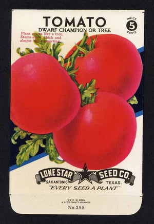 Tomato Vintage Lone Star Seed Packet, Champion