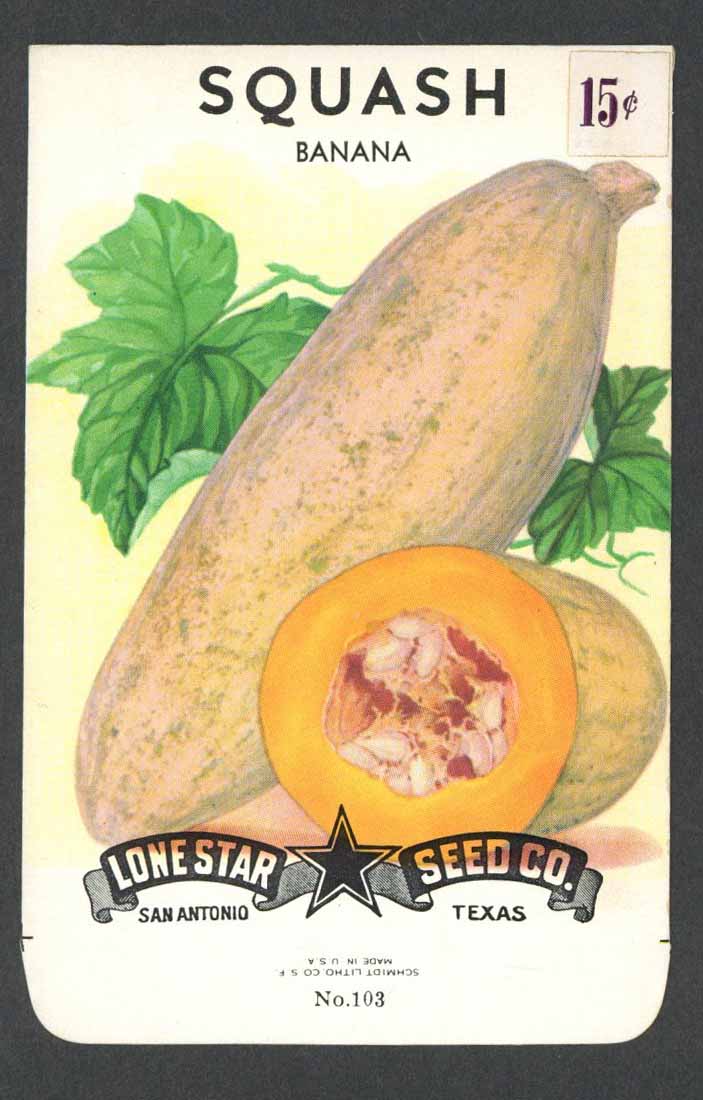 Squash Vintage Lone Star Seed Packet, Banana