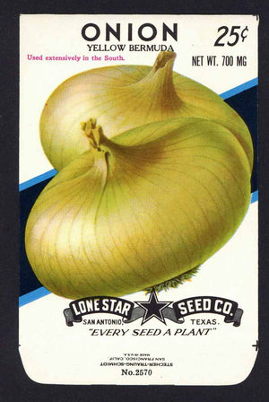 Onion Vintage Lone Star Seed Packet, Yellow Bermuda