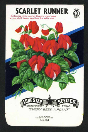 Scarlet Runner Vintage Lone Star Seed Packet