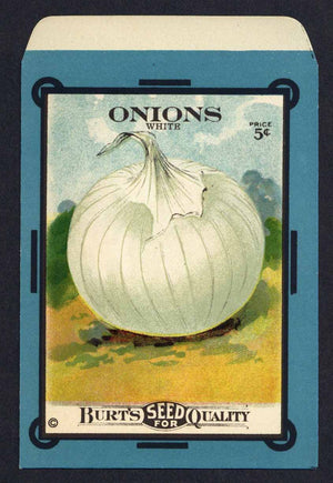 Onions Antique Burt's Seed Packet, White, L