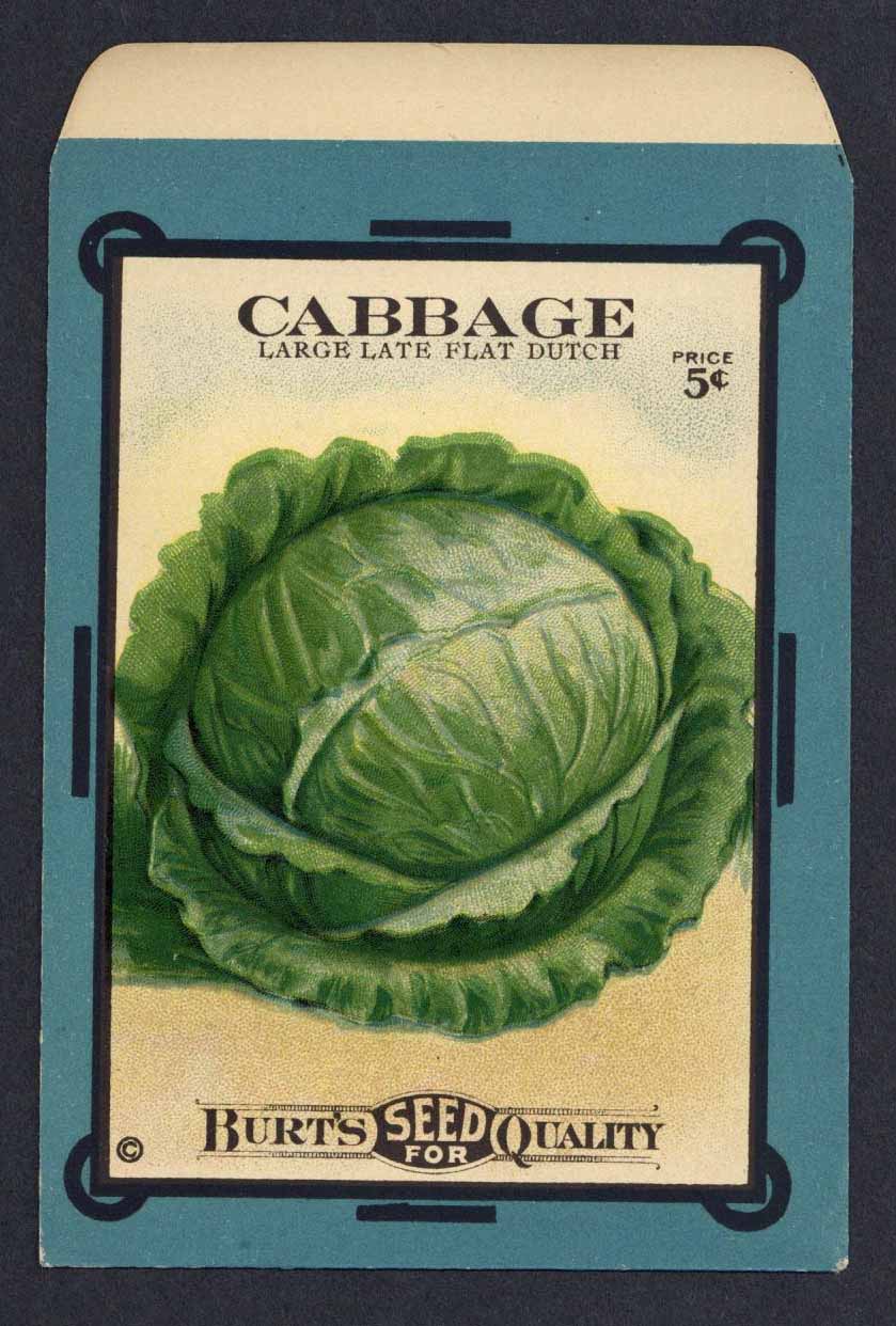 Cabbage Antique Burt's Seed Packet, Dutch, L