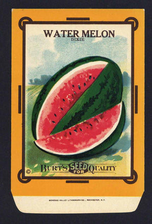 Watermelon Antique Burt's Seed Packet, Dixie