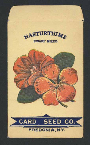Nasturtiums Antique Card Seed Packet, Dwarf Mixed
