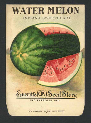 Watermelon Antique Everitt's Seed Packet, Indiana Sweetheart