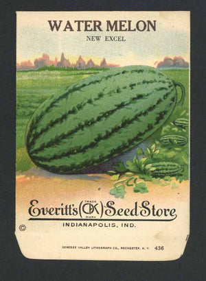 Watermelon Antique Everitt's Seed Packet, New Excel