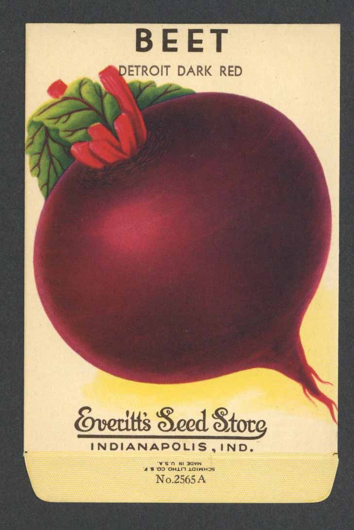 Beet Vintage Everitt's Seed Packet, Detroit Dark Red