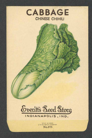 Cabbage Vintage Everitt's Seed Packet, Chinese Chihili