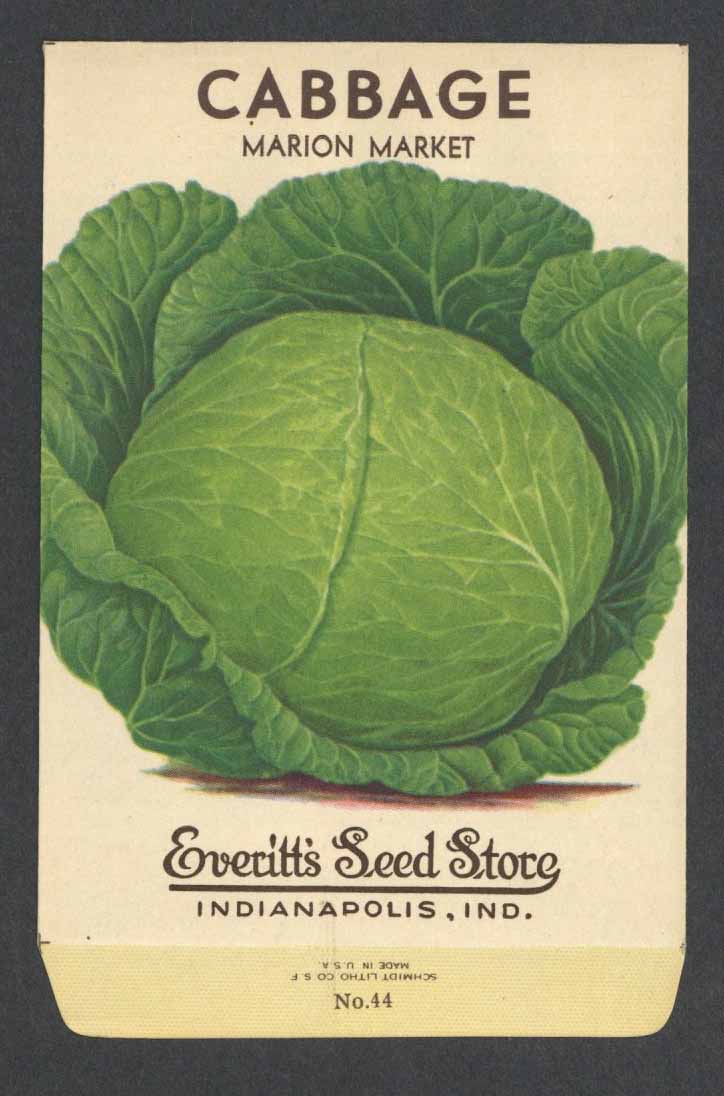 Cabbage Vintage Everitt's Seed Packet, Marion Market
