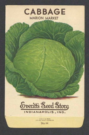 Cabbage Vintage Everitt's Seed Packet, Marion Market