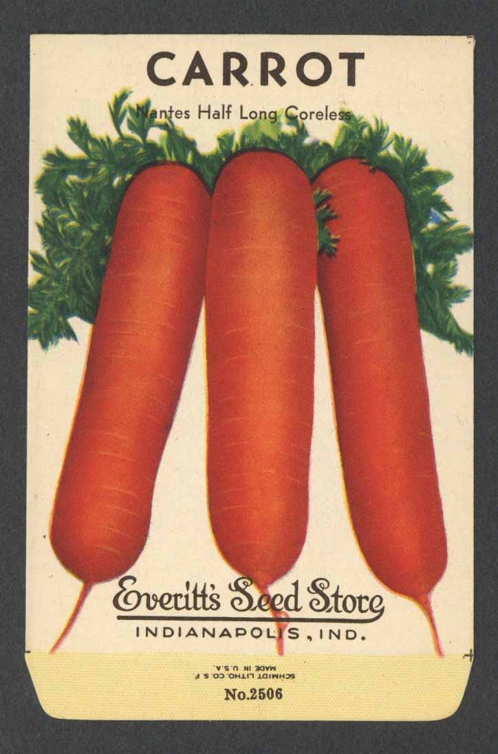 Carrot Vintage Everitt's Seed Packet, Nates Half Long