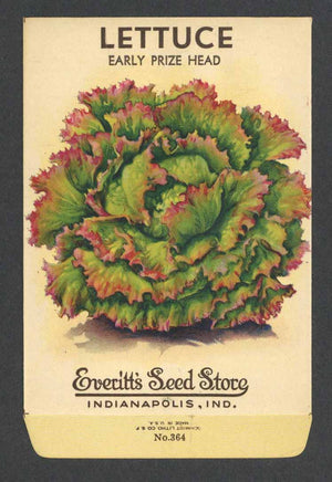 Lettuce Vintage Everitt's Seed Packet, Early Prize Head