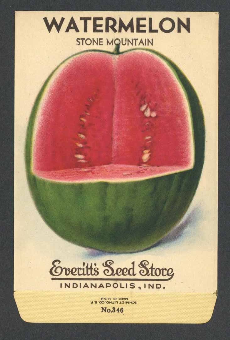 Watermelon Vintage Everitt's Seed Packet, Stone Mountain