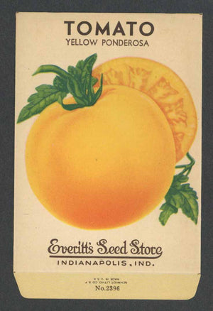 Tomato Vintage Everitt's Seed Packet, Yellow Ponderosa