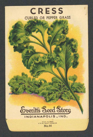 Cress Antique Everitt's Seed Packet, Curled or Pepper Grass